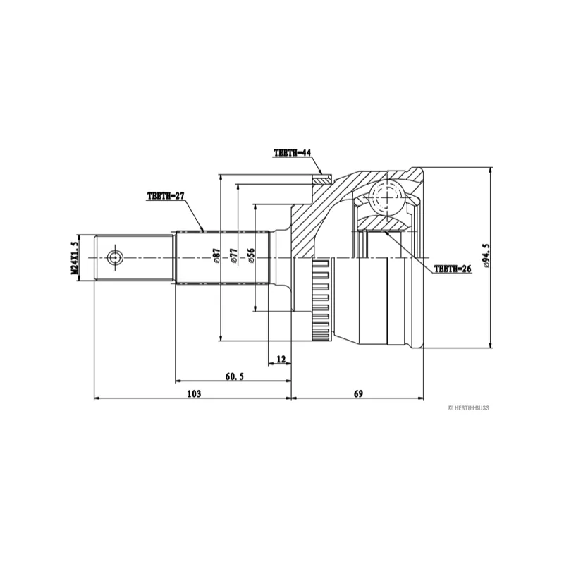 Embout de cardan avant (kit de réparation) HERTH+BUSS JAKOPARTS J2821149 - Visuel 1