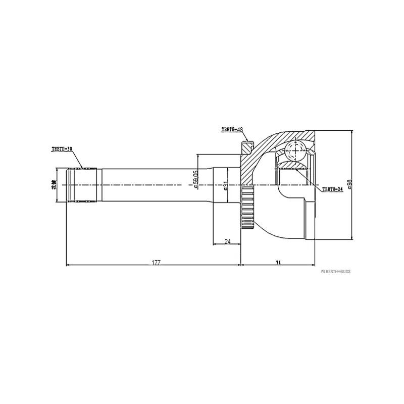 Embout de cardan avant (kit de réparation) HERTH+BUSS JAKOPARTS J2822118 - Visuel 1