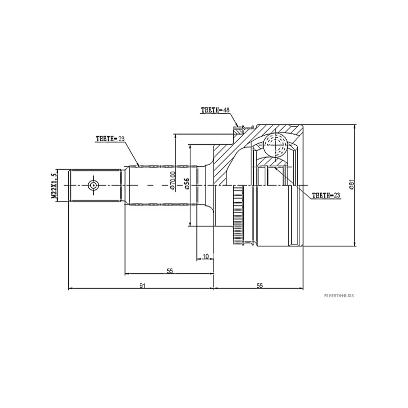 Embout de cardan avant (kit de réparation) HERTH+BUSS JAKOPARTS J2822120 - Visuel 1