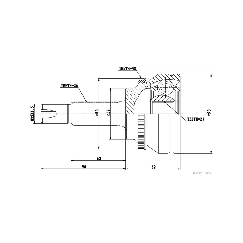 Embout de cardan avant (kit de réparation) HERTH+BUSS JAKOPARTS J2822140 - Visuel 1