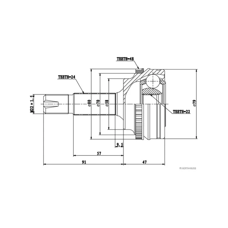 Embout de cardan avant (kit de réparation) HERTH+BUSS JAKOPARTS J2822142 - Visuel 1