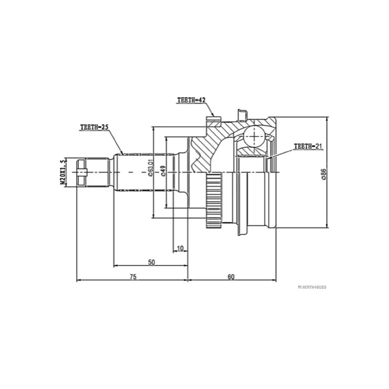 Embout de cardan avant (kit de réparation) HERTH+BUSS JAKOPARTS J2828117 - Visuel 1