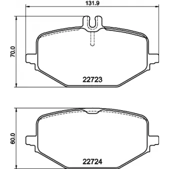 Jeu de 4 plaquettes de frein arrière HELLA OEM A0004204102