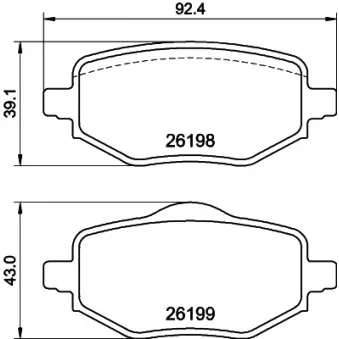 Jeu de 4 plaquettes de frein arrière HELLA OEM 1680301680