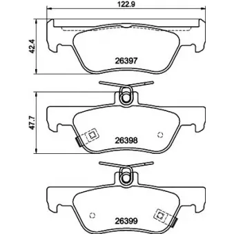 Jeu de 4 plaquettes de frein arrière HELLA OEM 43022TZDJ02