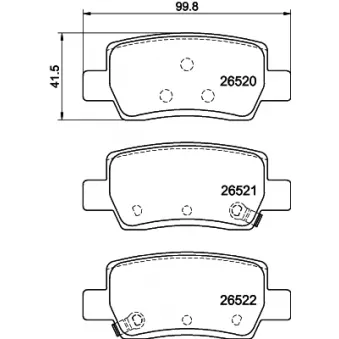HELLA 8DB 355 045-941 - Jeu de 4 plaquettes de frein arrière