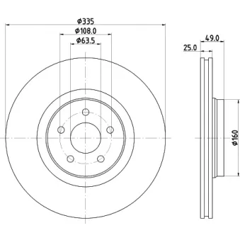 Jeu de 2 disques de frein avant HELLA [8DD 355 134-631]