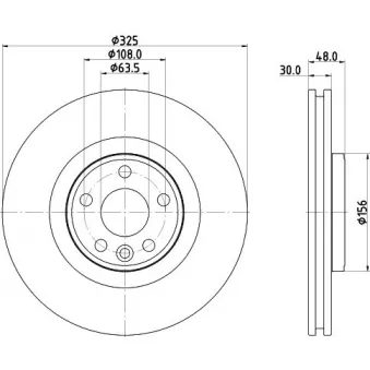 Jeu de 2 disques de frein avant HELLA 8DD 355 135-261 pour LAND ROVER RANGE ROVER VELAR 2,0 D165 MHEV 4x4 - 163cv