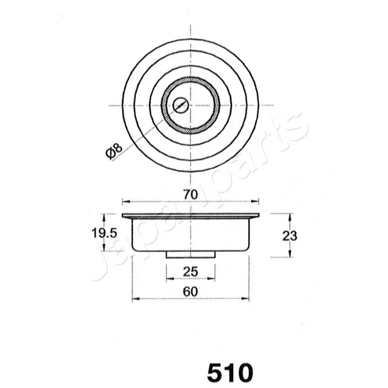 Galet tendeur, courroie crantée JAPANPARTS BE-510 - Visuel 1
