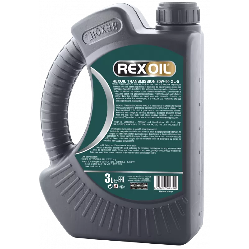Huile de boite et pont 80W-90 - 3L REXOIL R80W90L3 - Visuel 1