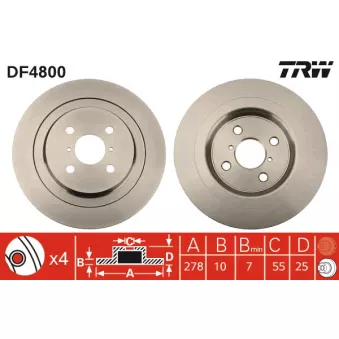 Jeu de 2 disques de frein arrière TRW OEM 424310D060000