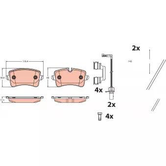 Jeu de 4 plaquettes de frein avant TRW OEM 4G0698451C