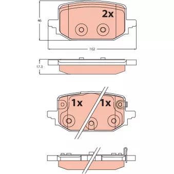 Jeu de 4 plaquettes de frein arrière TRW OEM D40606RA0B