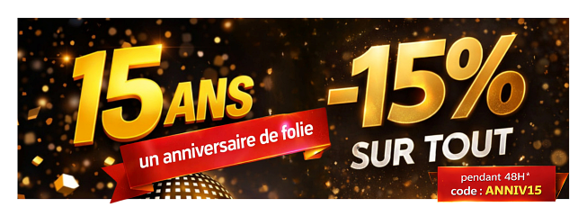 Tout le site à -15% pour les 15 ans de Partauto